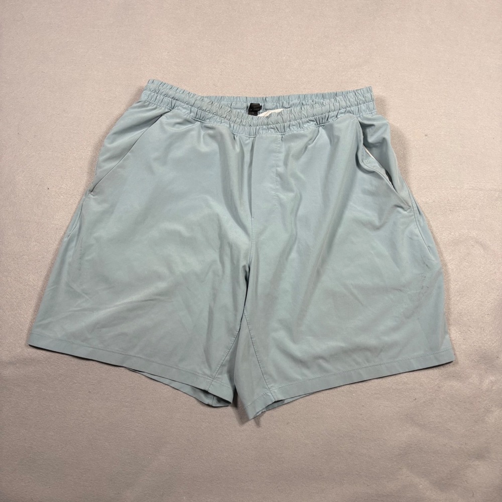 Lululemon Pace Breaker Mens L Light Blue Grey 7 Inch Lined Athletic Shorts
